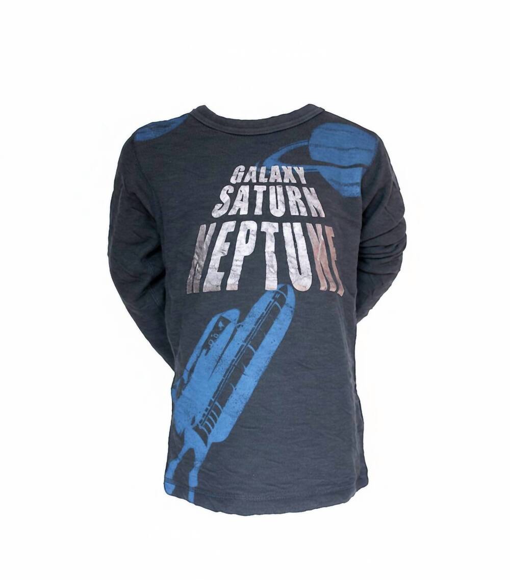 NEW BIT'Z KIDS kids long sleeve space slub t-shirt in black